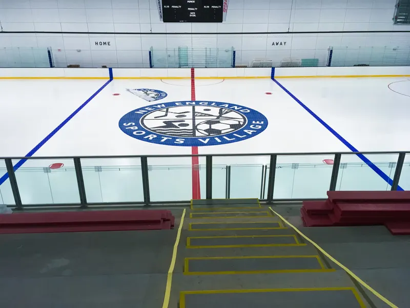 View from the players bench across center ice